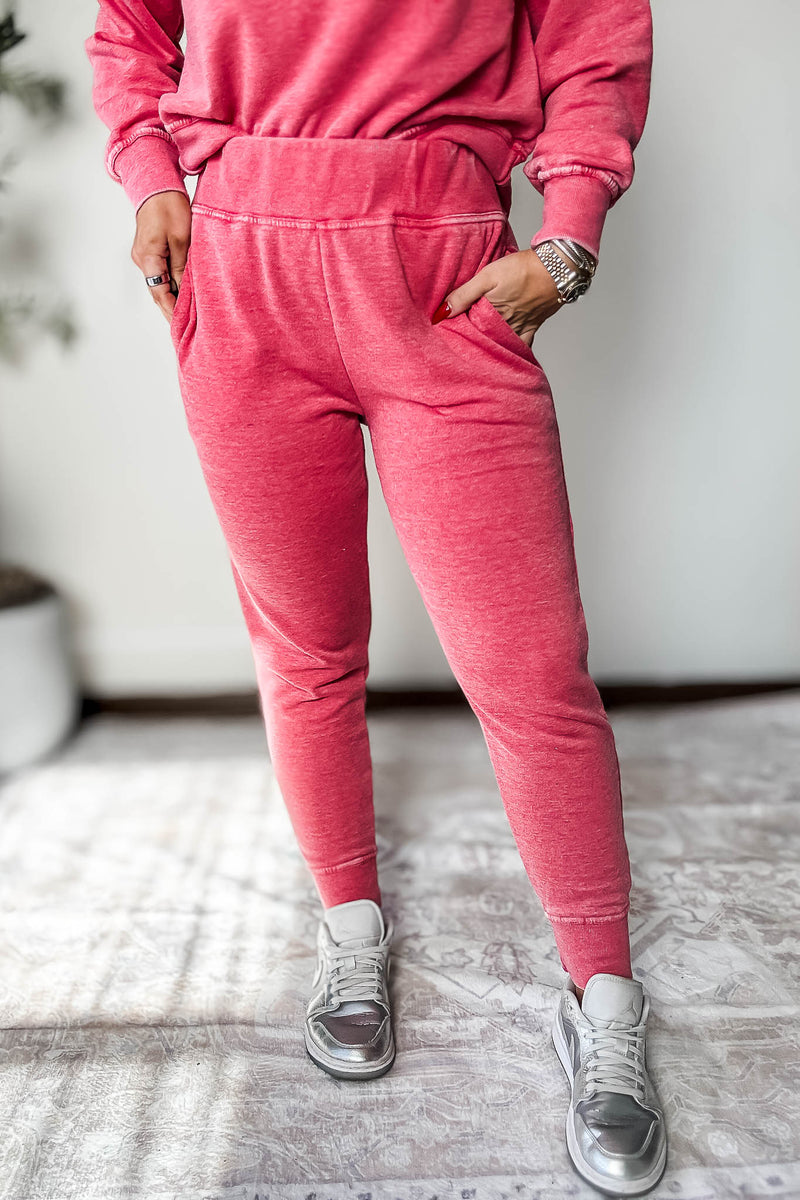 Burned Out Fleece Cherry Joggers