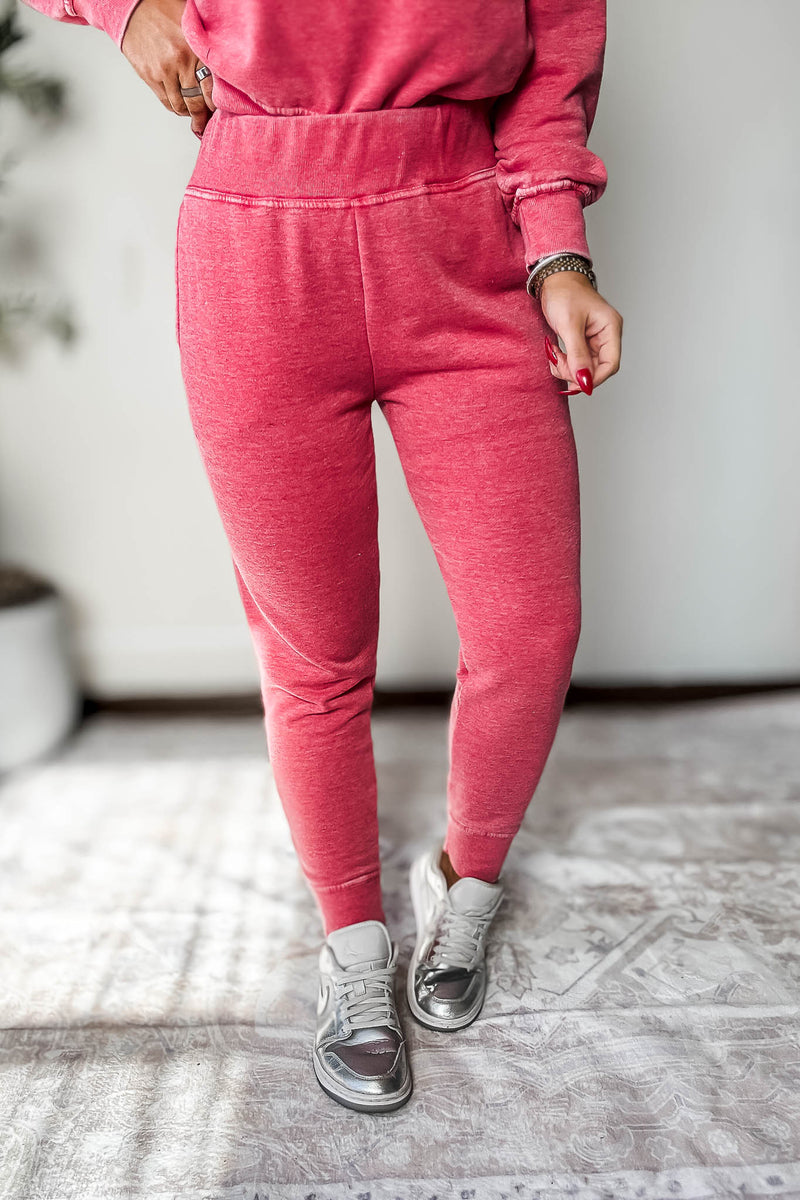 Burned Out Fleece Cherry Joggers