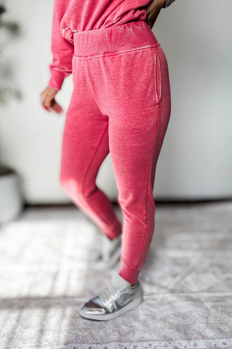 Burned Out Fleece Cherry Joggers