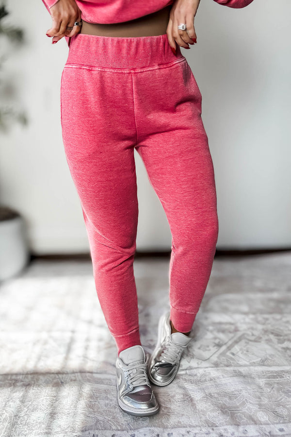 Burned Out Fleece Cherry Joggers