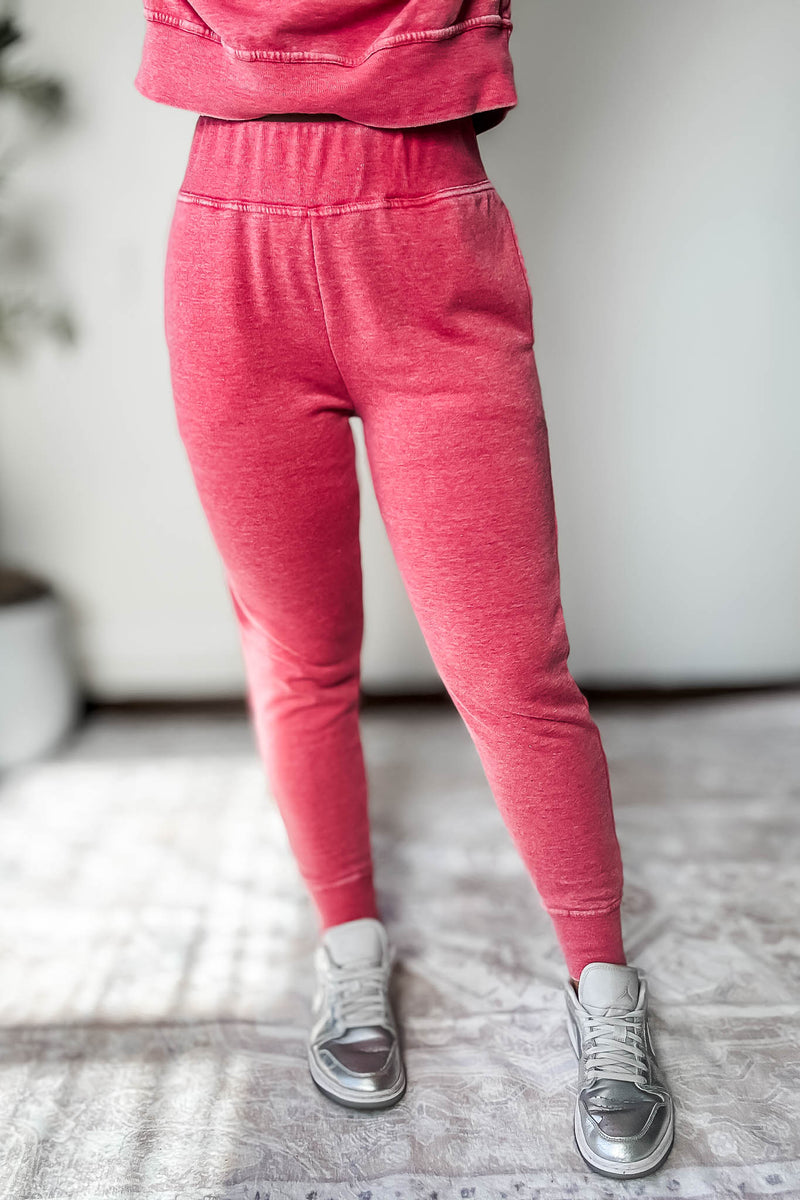 Burned Out Fleece Cherry Joggers