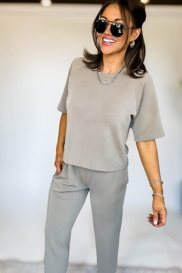 Laguna Soft Drape Raglan Warm Grey Tee