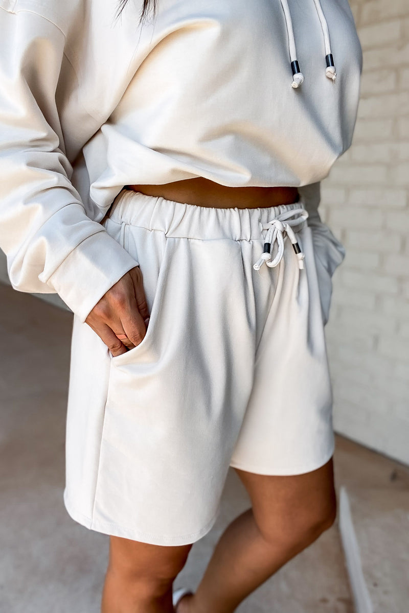 Miles Ahead Cream Athleisure Shorts