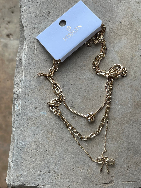 Bow Gold Necklace Set
