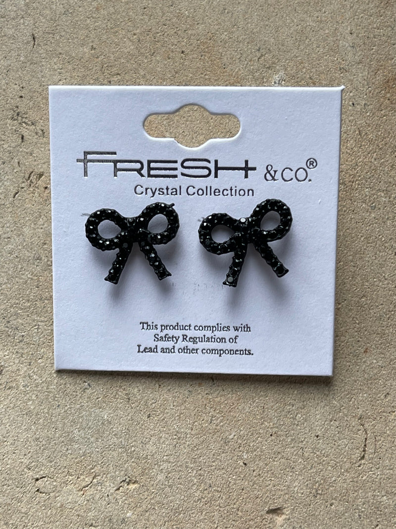 Bow Black Earrings