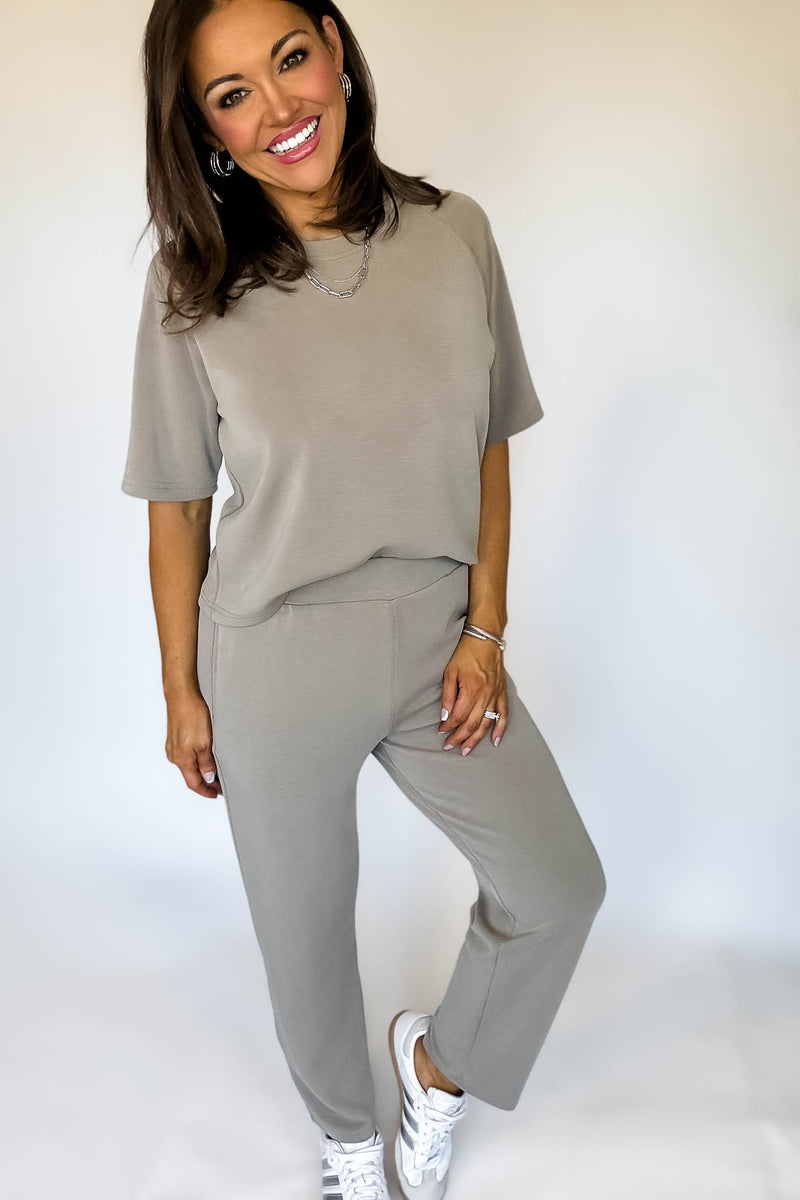 Laguna Warm Grey Soft Drape Cropped Pants