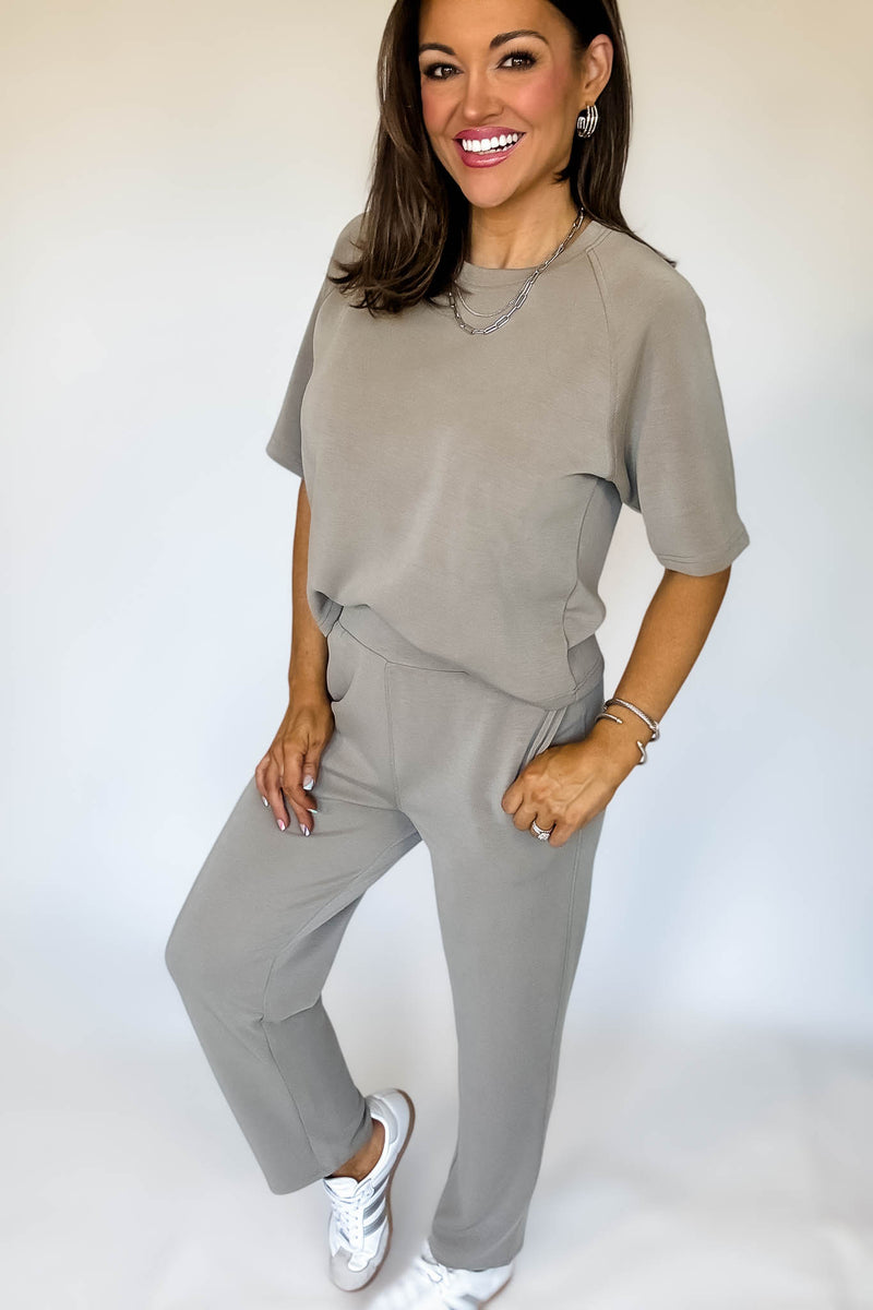 Laguna Soft Drape Raglan Warm Grey Tee