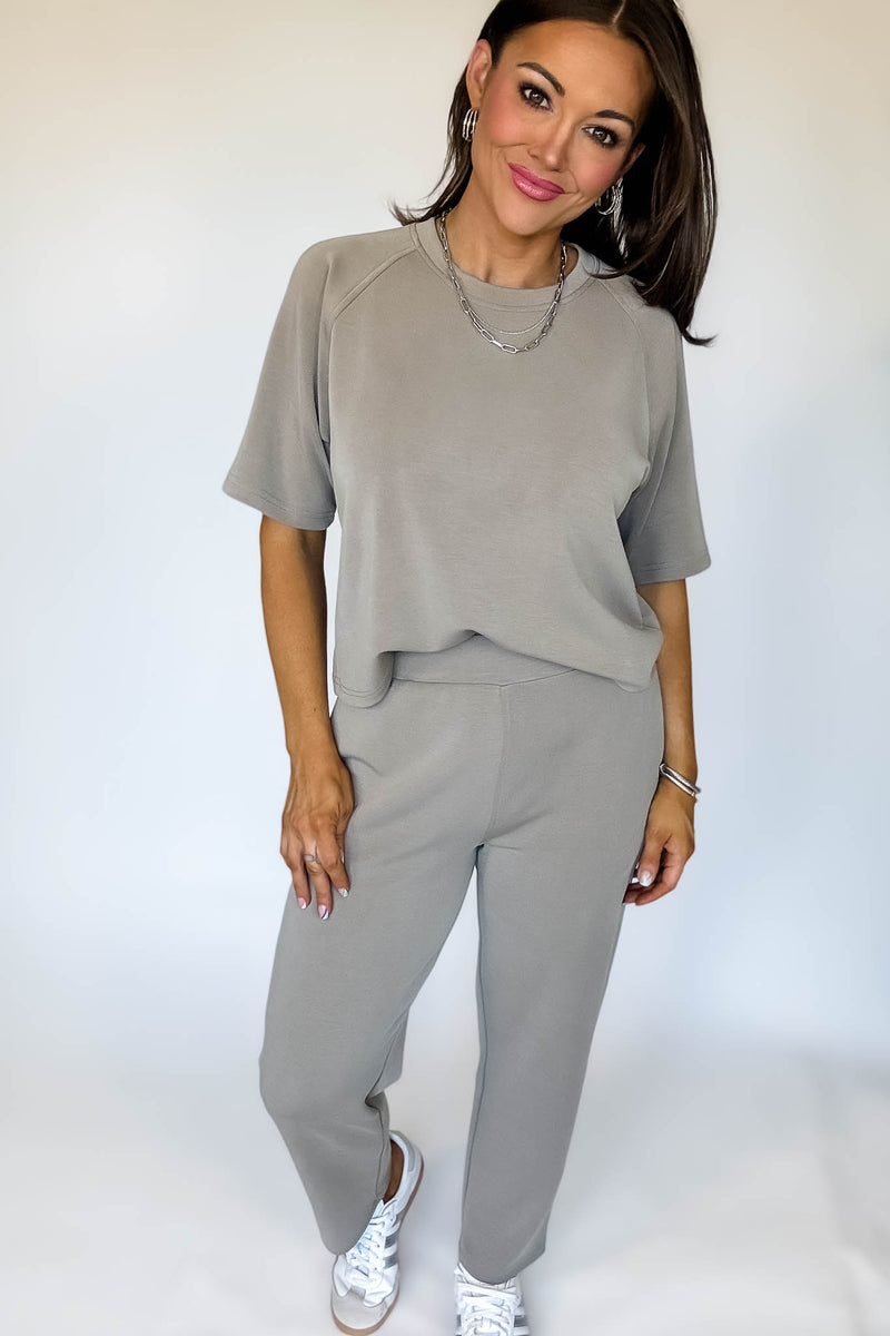 Laguna Warm Grey Soft Drape Cropped Pants