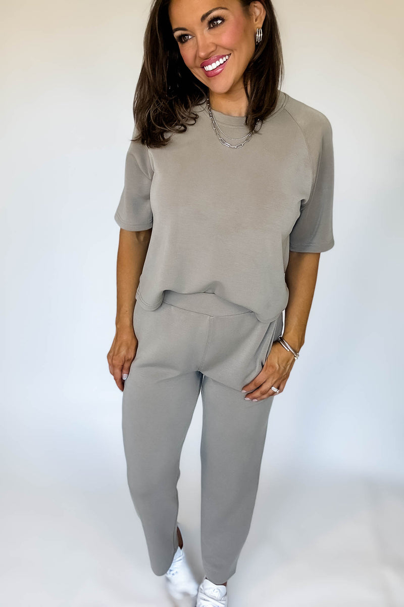 Laguna Warm Grey Soft Drape Cropped Pants