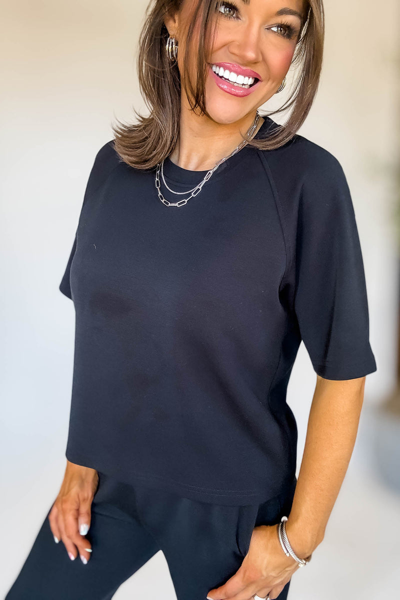 Laguna Soft Drape Raglan Black Tee