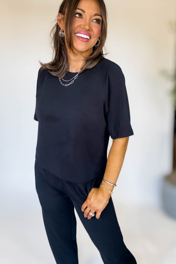 Laguna Soft Drape Raglan Black Tee
