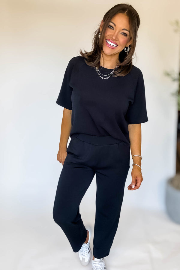 Laguna Black Soft Drape Cropped Pants