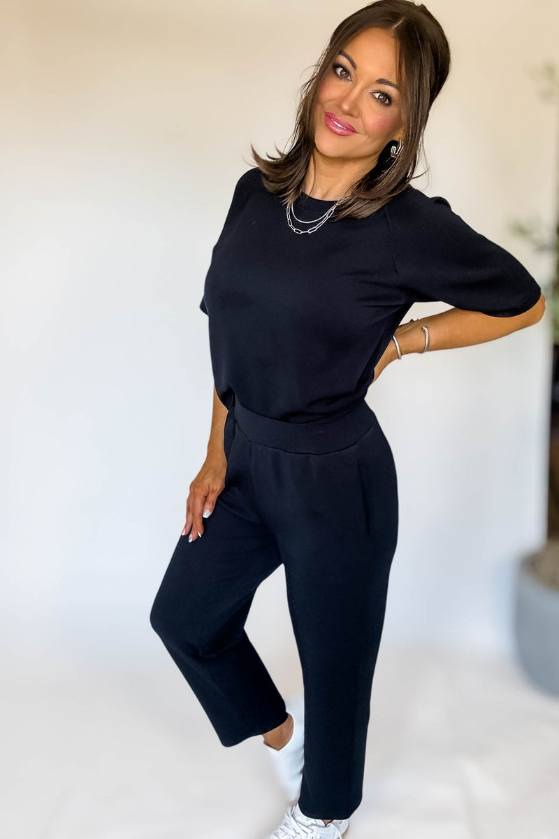 Laguna Black Soft Drape Cropped Pants