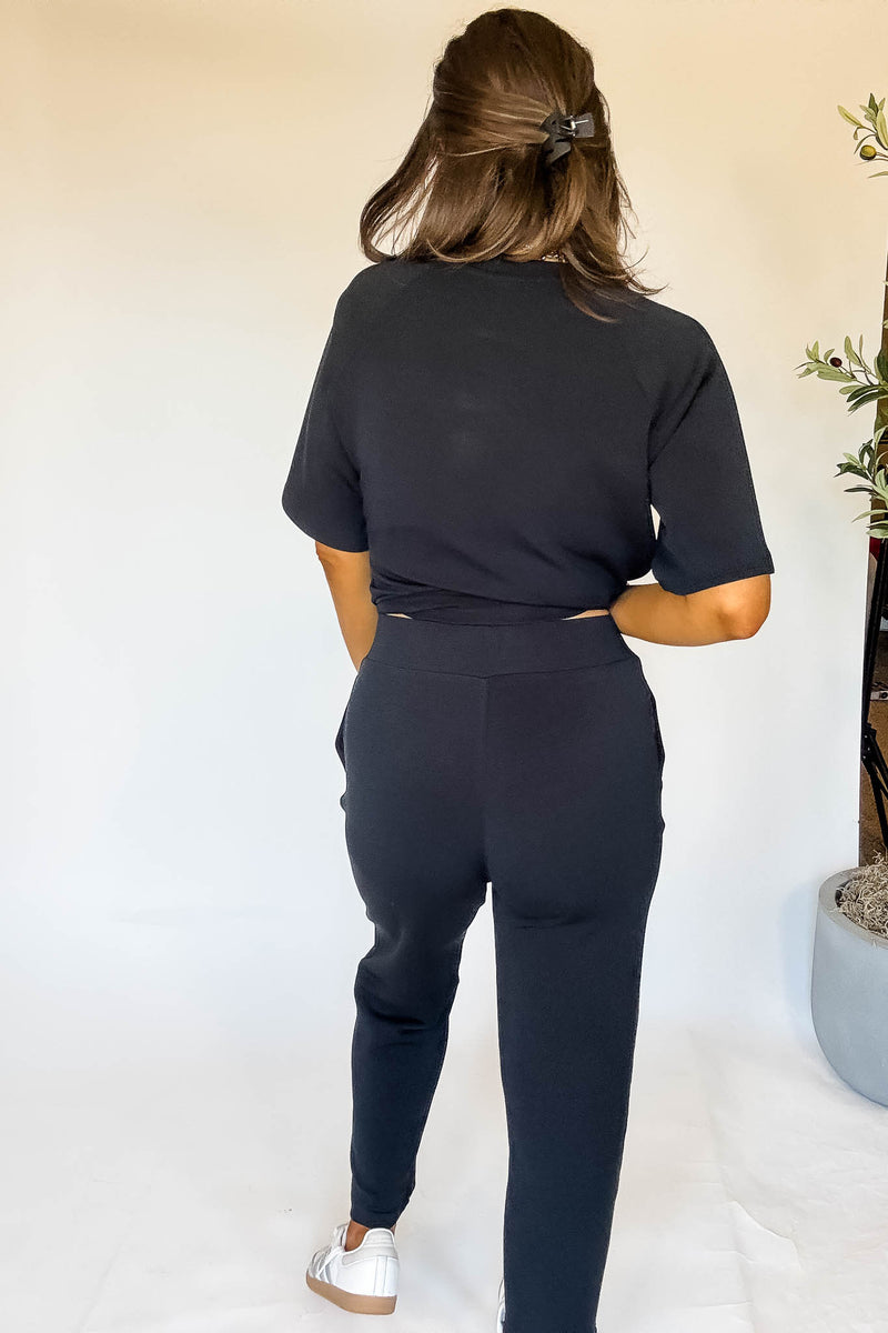 Laguna Black Soft Drape Cropped Pants