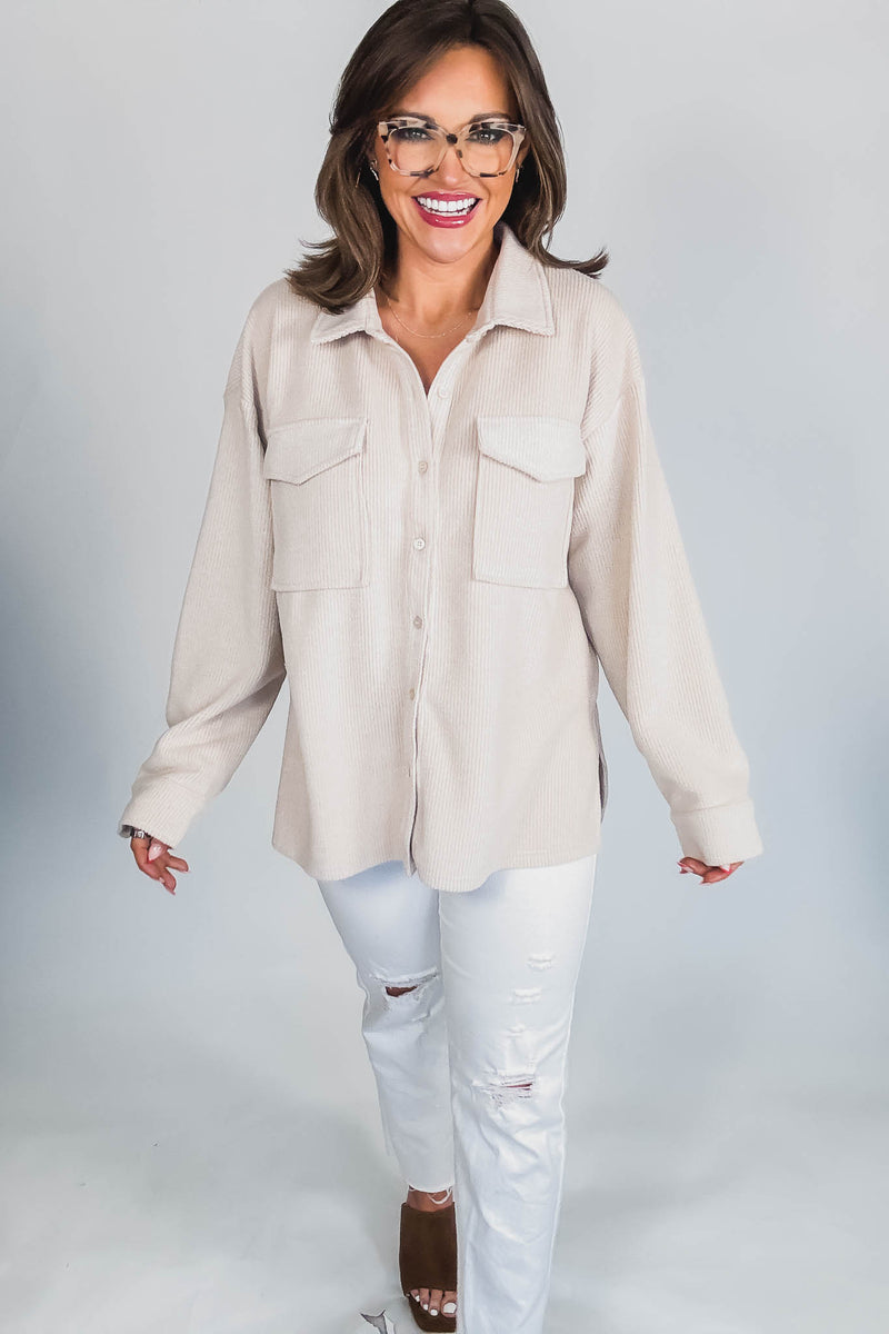 TAUPE RIBBED SHIRT