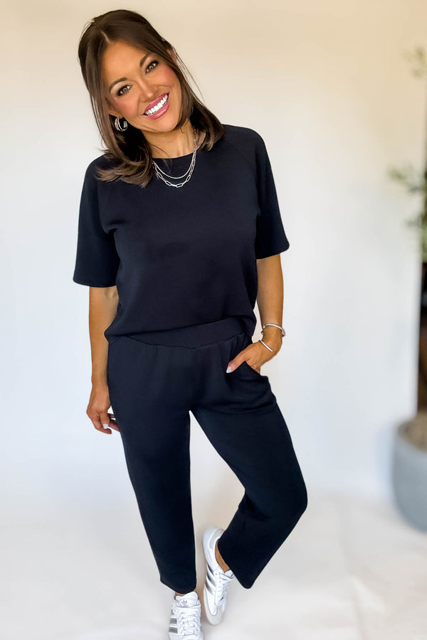 Laguna Black Soft Drape Cropped Pants