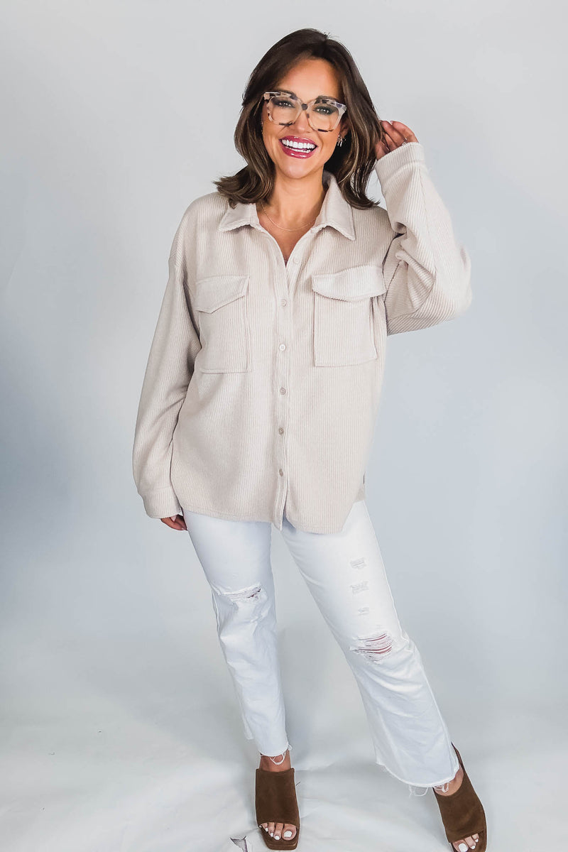 TAUPE RIBBED SHIRT