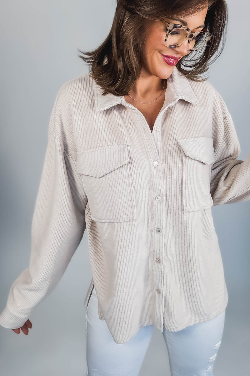 TAUPE RIBBED SHIRT