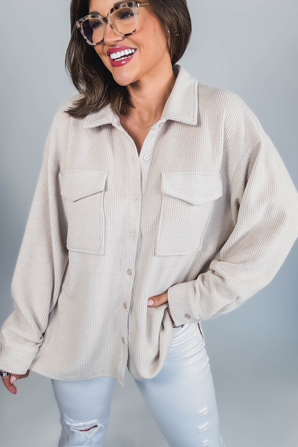 TAUPE RIBBED SHIRT