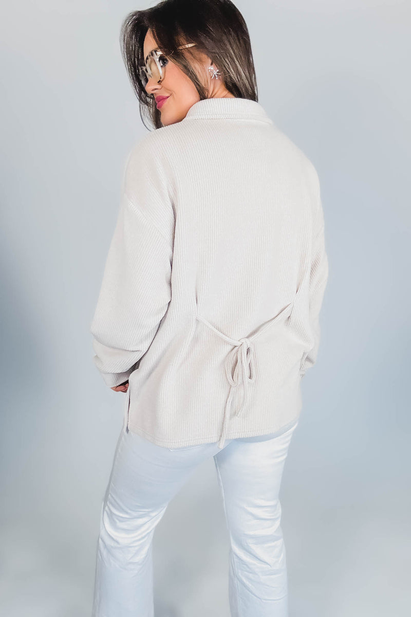 TAUPE RIBBED SHIRT