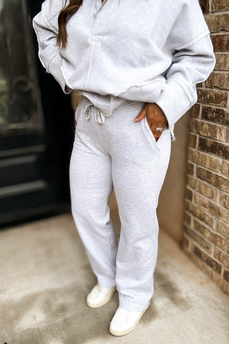 Classic Fit Grey High Rise Straight Leg Sweatpant