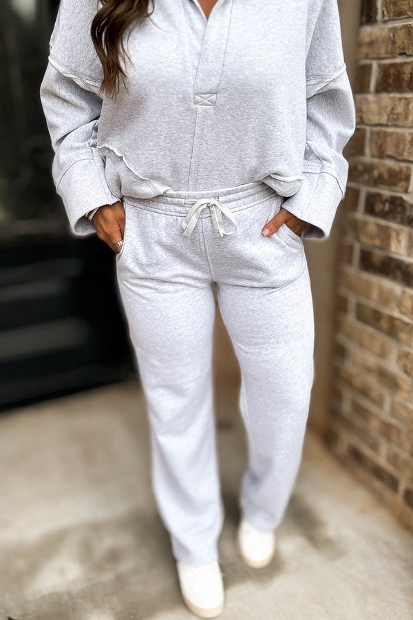 Classic Fit Grey High Rise Straight Leg Sweatpant