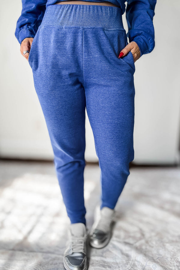 Burned Out Fleece Blue Joggers