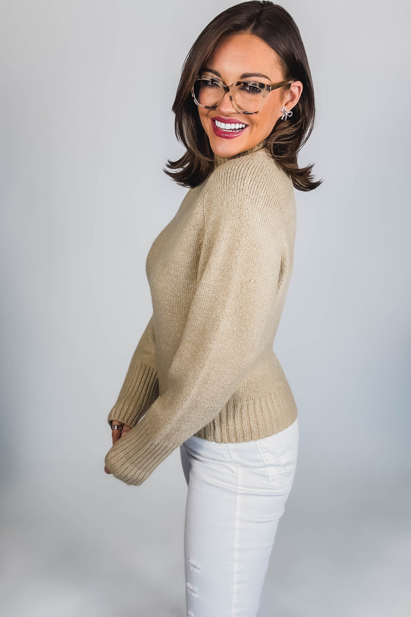 Super Stylish Taupe High-Neck Sweater
