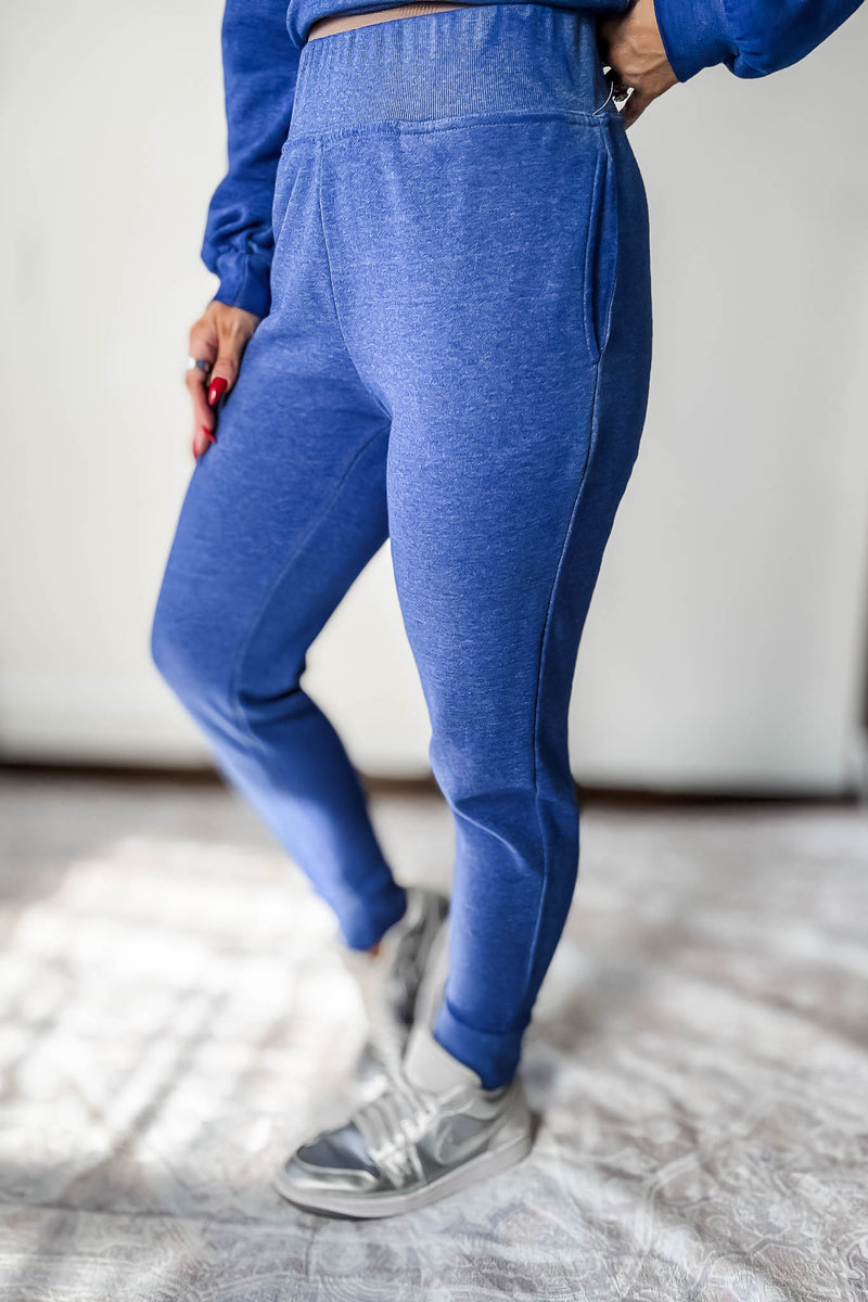 Burned Out Fleece Blue Joggers