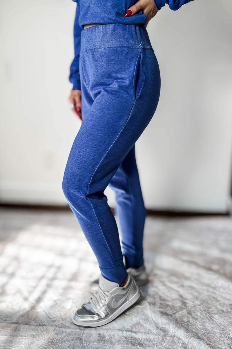 Burned Out Fleece Blue Joggers
