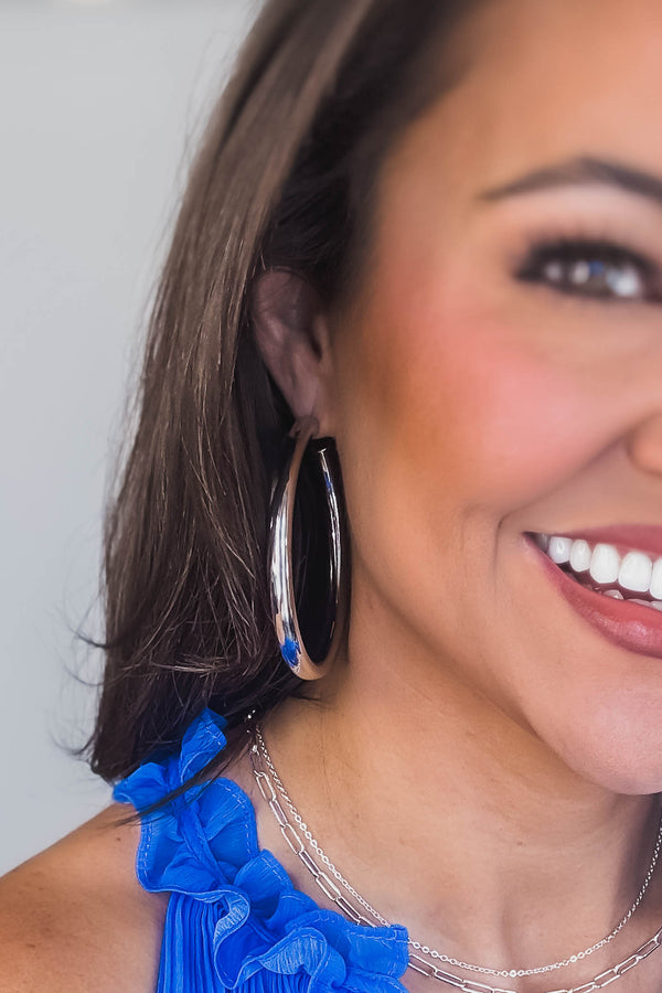 Silver Gold Dipped 2.75 Inch Metal Hoop Earrings