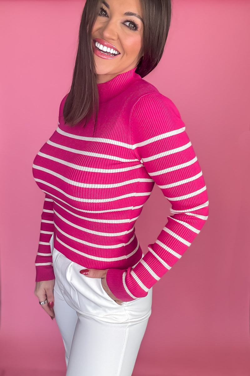 That Reminds Me Pink Striped Sweater