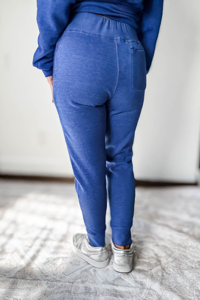 Burned Out Fleece Blue Joggers