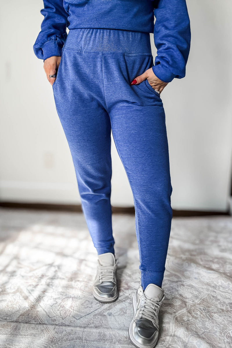 Burned Out Fleece Blue Joggers