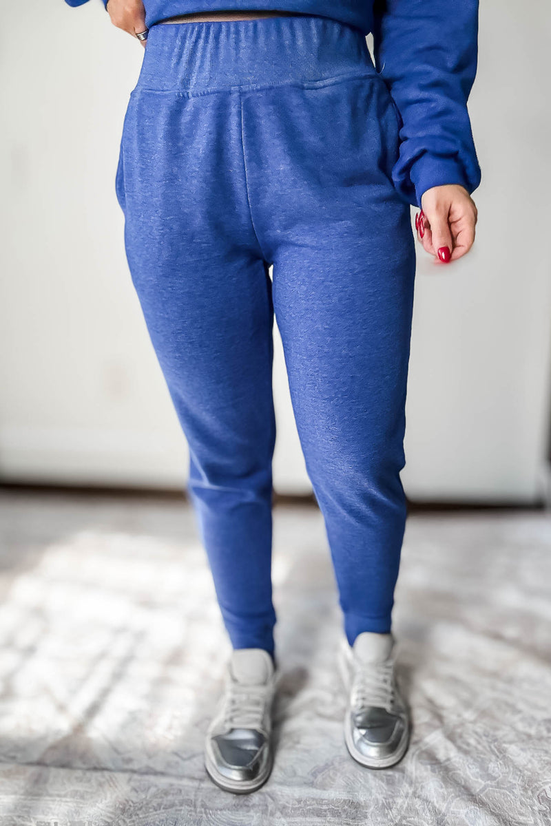 Burned Out Fleece Blue Joggers