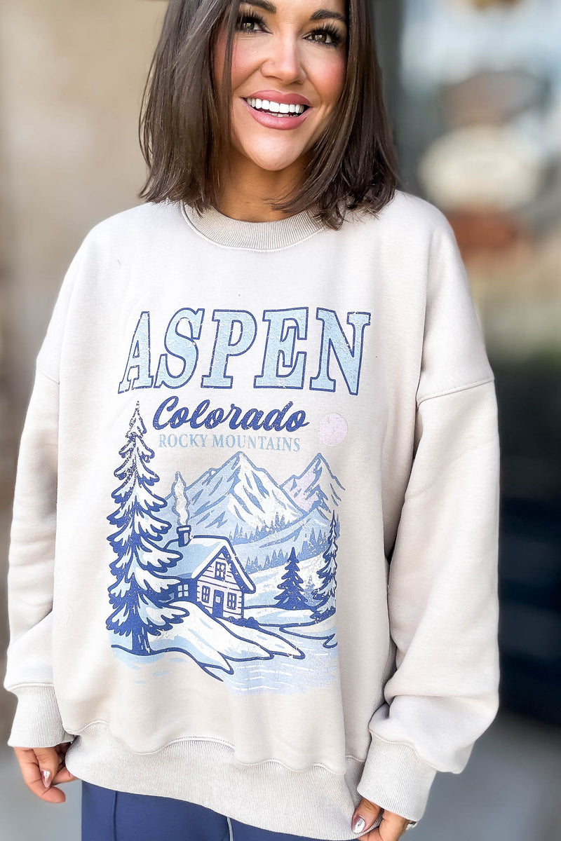 Le Lis Aspen Graphic Crew Neck Oversized Sweatshirt