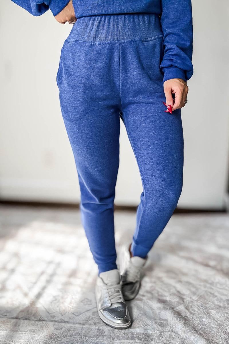 Burned Out Fleece Blue Joggers