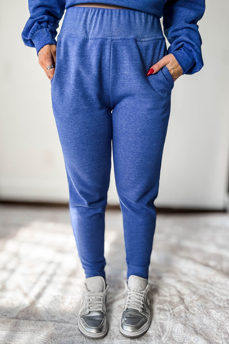 Burned Out Fleece Blue Joggers