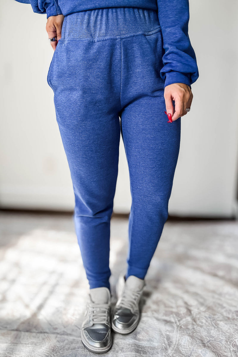 Burned Out Fleece Blue Joggers