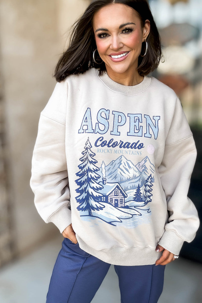 Le Lis Aspen Graphic Crew Neck Oversized Sweatshirt
