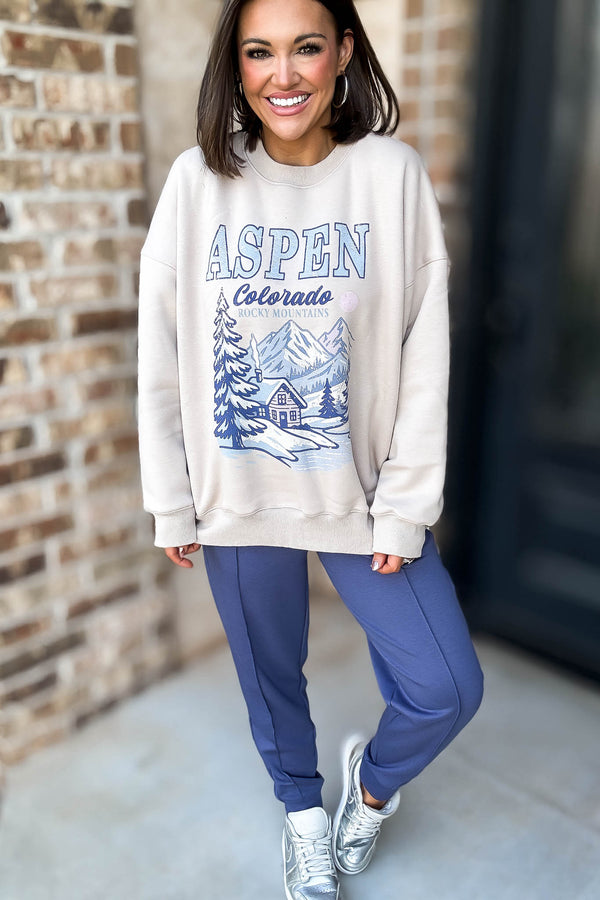 Le Lis Aspen Graphic Crew Neck Oversized Sweatshirt