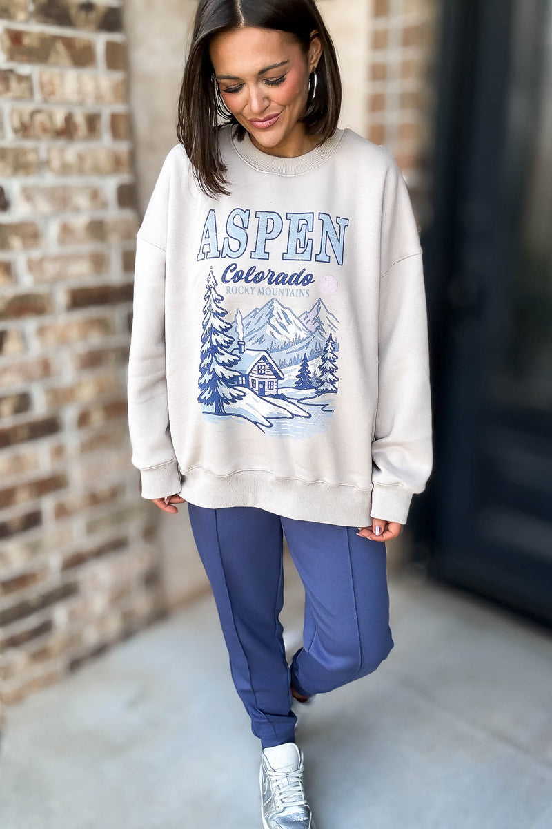 Le Lis Aspen Graphic Crew Neck Oversized Sweatshirt