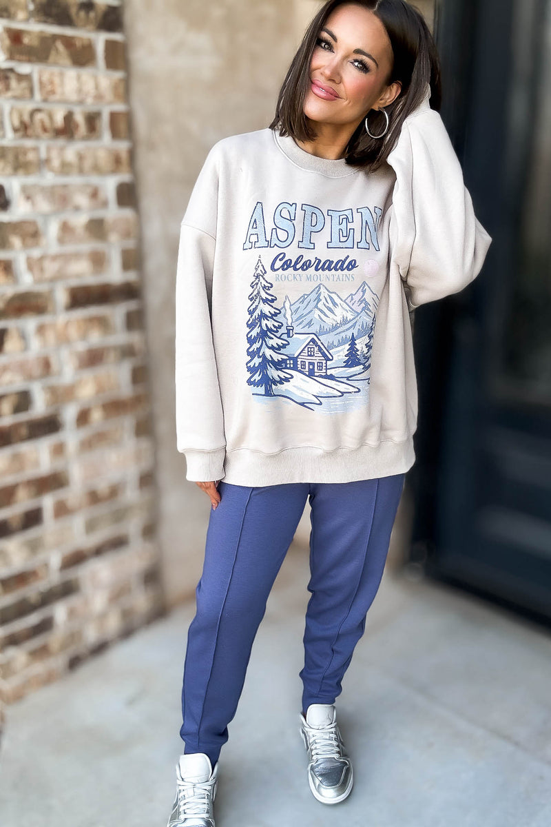Le Lis Aspen Graphic Crew Neck Oversized Sweatshirt