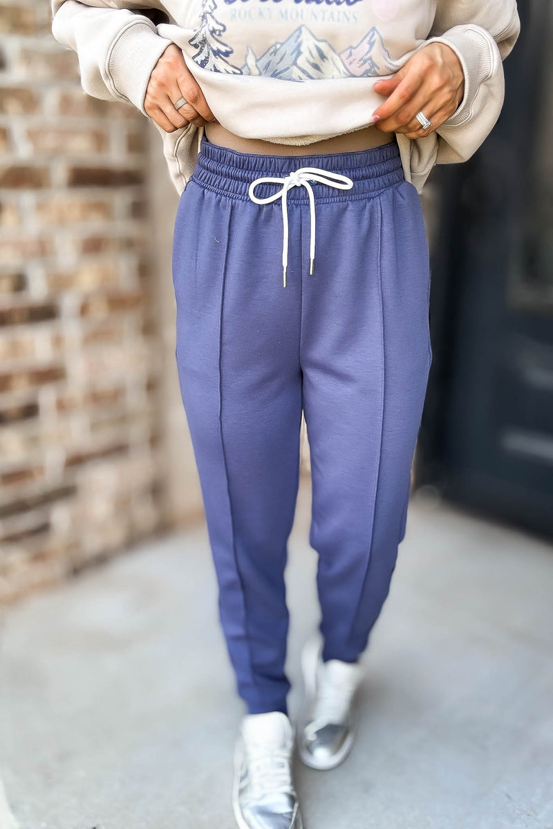 Super Soft Scuba Blue Indigo Sweatpants With Pockets