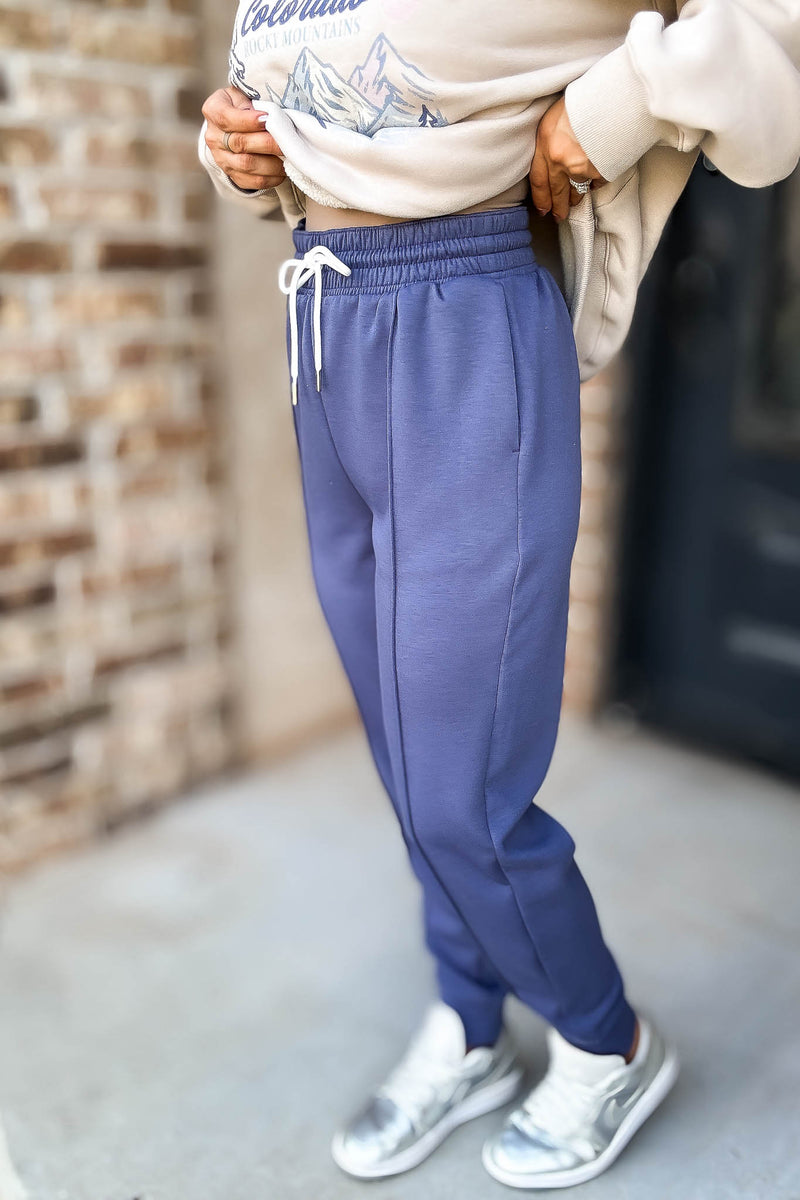 Super Soft Scuba Blue Indigo Sweatpants With Pockets