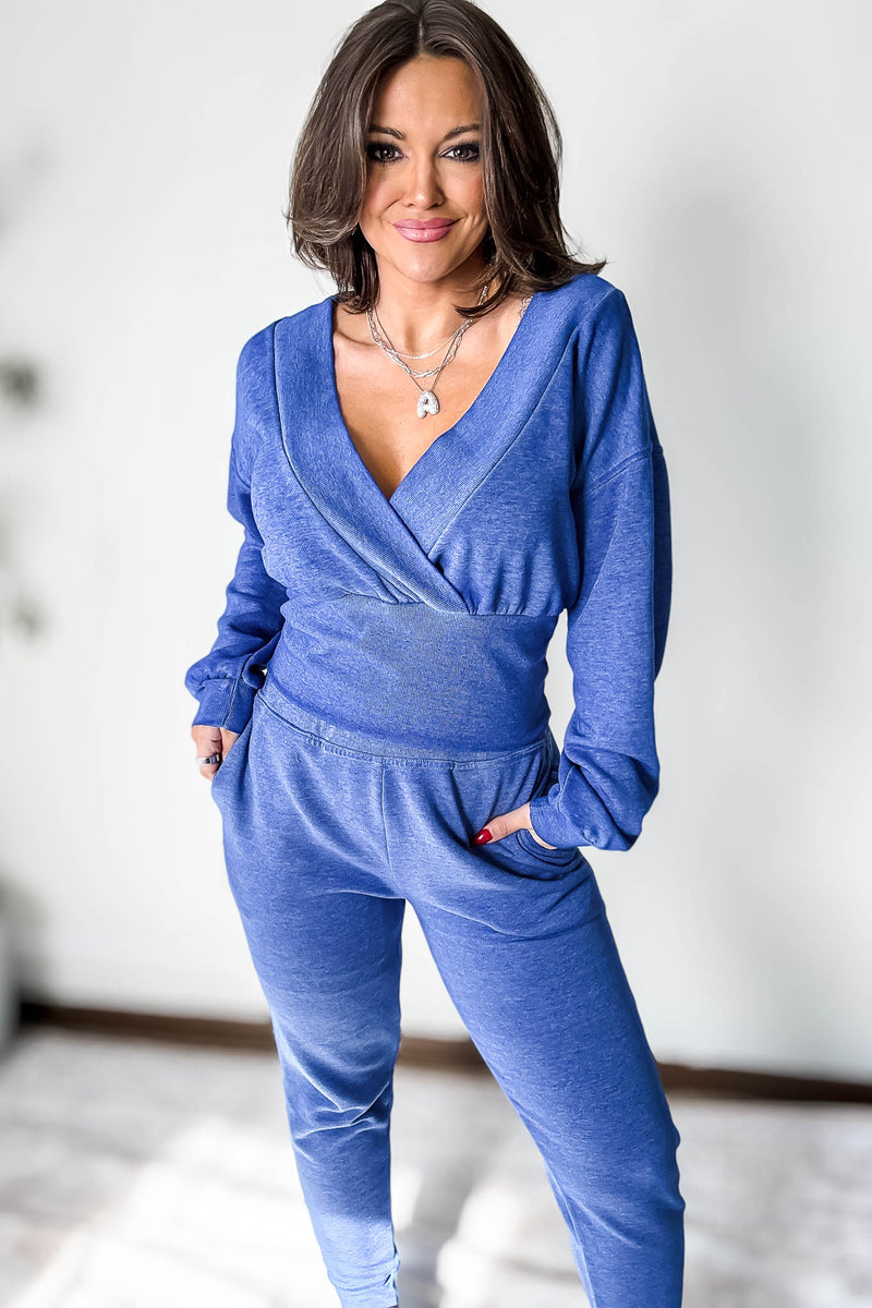 Burned Out Fleece Blue Joggers
