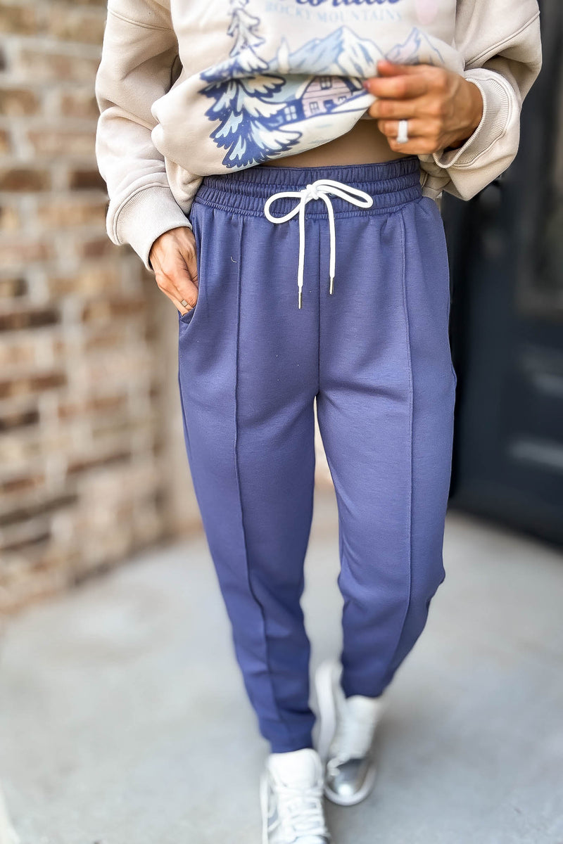 Super Soft Scuba Blue Indigo Sweatpants With Pockets