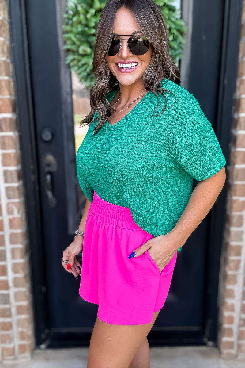 Competitive Edge Hot Pink Smocked High Waisted Skort
