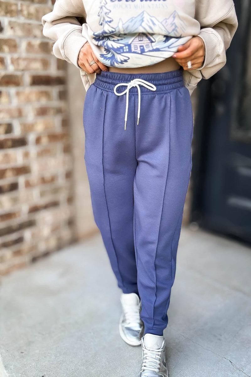 Super Soft Scuba Blue Indigo Sweatpants With Pockets