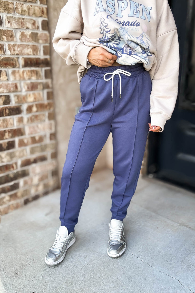 Super Soft Scuba Blue Indigo Sweatpants With Pockets